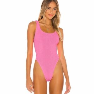 Hunza G Bubblegum Pink Textured One-Piece